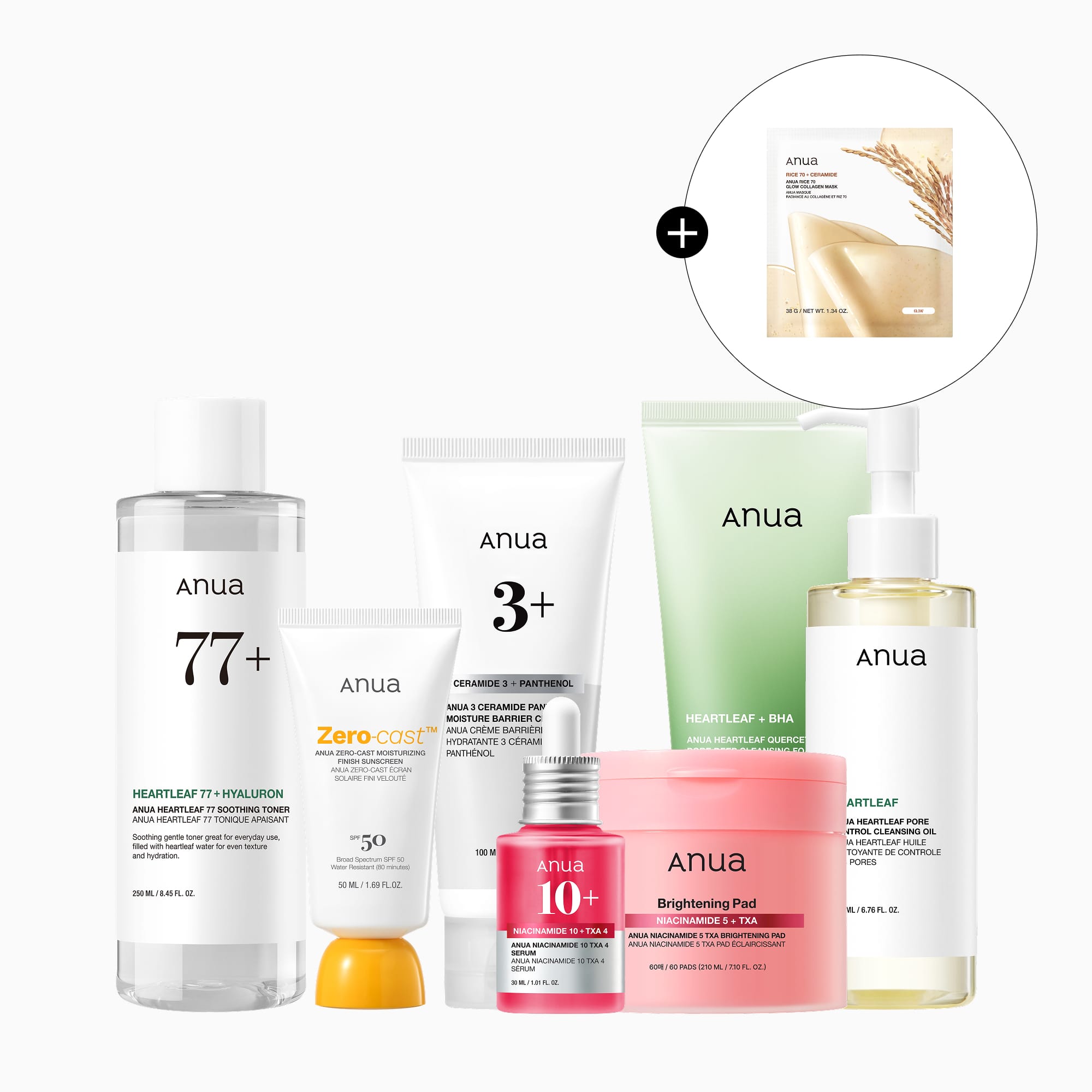 Skincare routine flat lay
